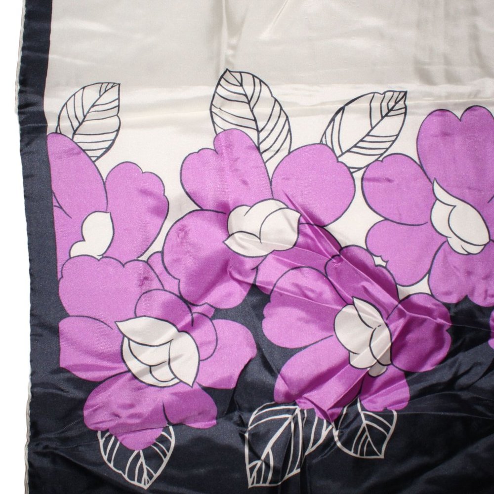 Colorful Polyester 35" X 35" Square Scarf Purple Floral Geometric Designer Luxe - Picture 5 of 5